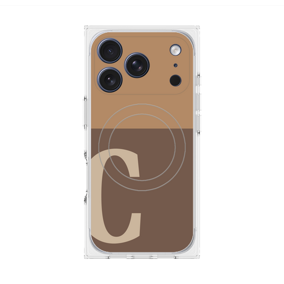 プレミアムスクエアケース with MagSafe［ オリジナル - initial two tone - C brown ］