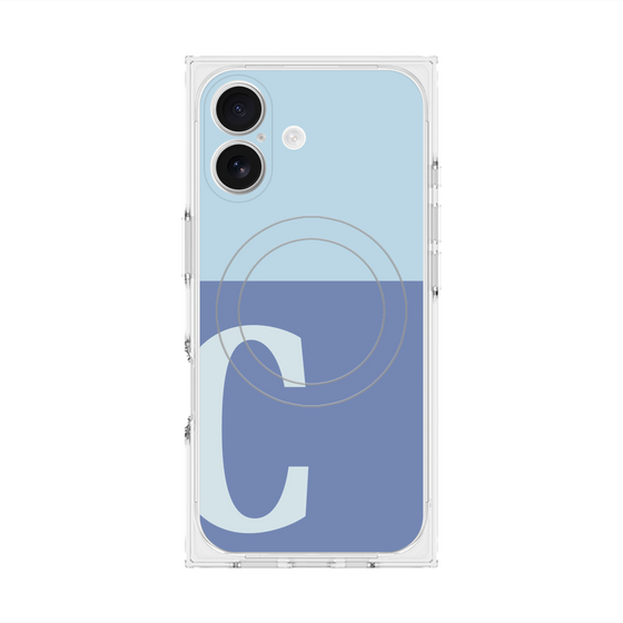プレミアムスクエアケース with MagSafe［ オリジナル - initial two tone - C blue ］