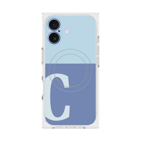 プレミアムスクエアケース with MagSafe［ オリジナル - initial two tone - C blue ］