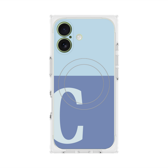 プレミアムスクエアケース with MagSafe［ オリジナル - initial two tone - C blue ］