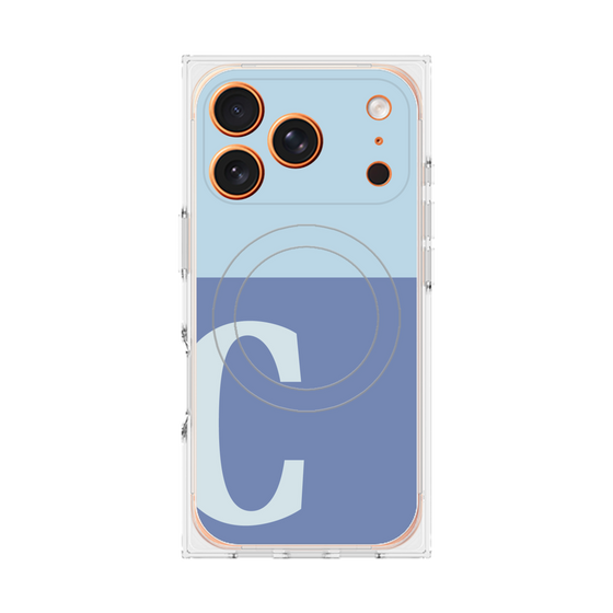 プレミアムスクエアケース with MagSafe［ オリジナル - initial two tone - C blue ］