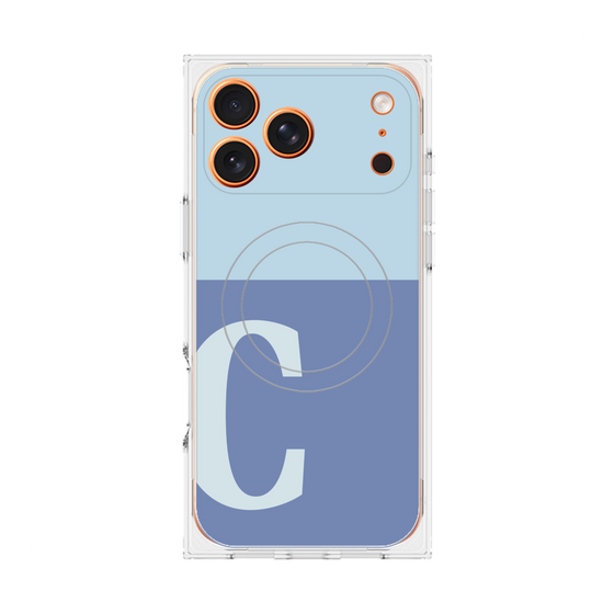 プレミアムスクエアケース with MagSafe［ オリジナル - initial two tone - C blue ］
