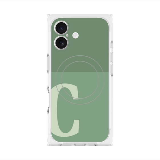 プレミアムスクエアケース with MagSafe［ オリジナル - initial two tone - C green ］