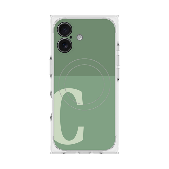 プレミアムスクエアケース with MagSafe［ オリジナル - initial two tone - C green ］