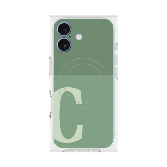 プレミアムスクエアケース with MagSafe［ オリジナル - initial two tone - C green ］