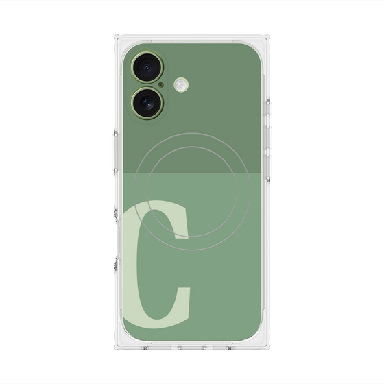 プレミアムスクエアケース with MagSafe［ オリジナル - initial two tone - C green ］