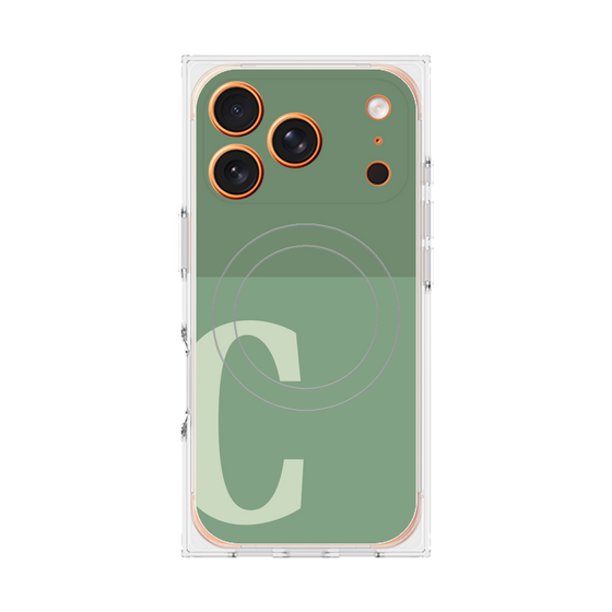 プレミアムスクエアケース with MagSafe［ オリジナル - initial two tone - C green ］