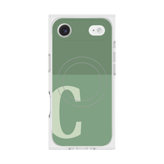 プレミアムスクエアケース with MagSafe［ オリジナル - initial two tone - C green ］