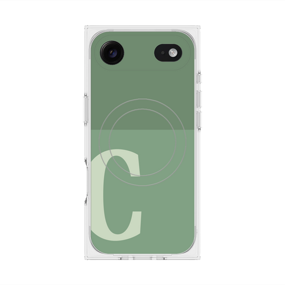 プレミアムスクエアケース with MagSafe［ オリジナル - initial two tone - C green ］