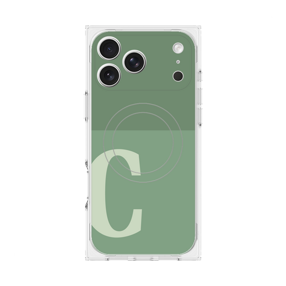 プレミアムスクエアケース with MagSafe［ オリジナル - initial two tone - C green ］