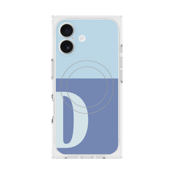 プレミアムスクエアケース with MagSafe［ オリジナル - initial two tone - D blue ］