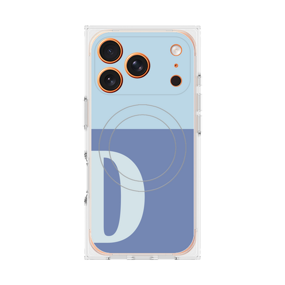 プレミアムスクエアケース with MagSafe［ オリジナル - initial two tone - D blue ］
