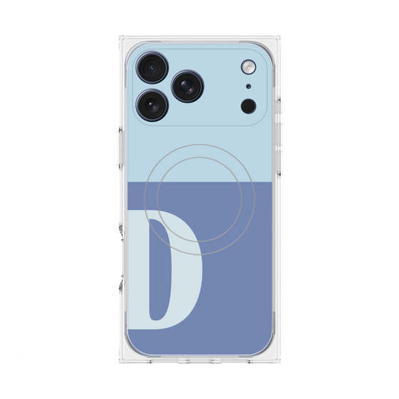 プレミアムスクエアケース with MagSafe［ オリジナル - initial two tone - D blue ］