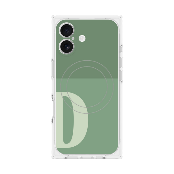 プレミアムスクエアケース with MagSafe［ オリジナル - initial two tone - D green ］