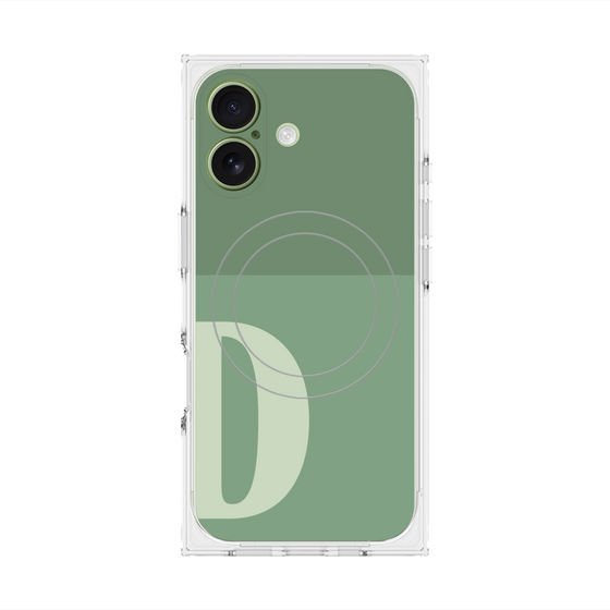 プレミアムスクエアケース with MagSafe［ オリジナル - initial two tone - D green ］