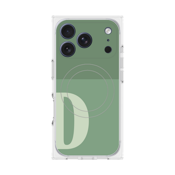 プレミアムスクエアケース with MagSafe［ オリジナル - initial two tone - D green ］