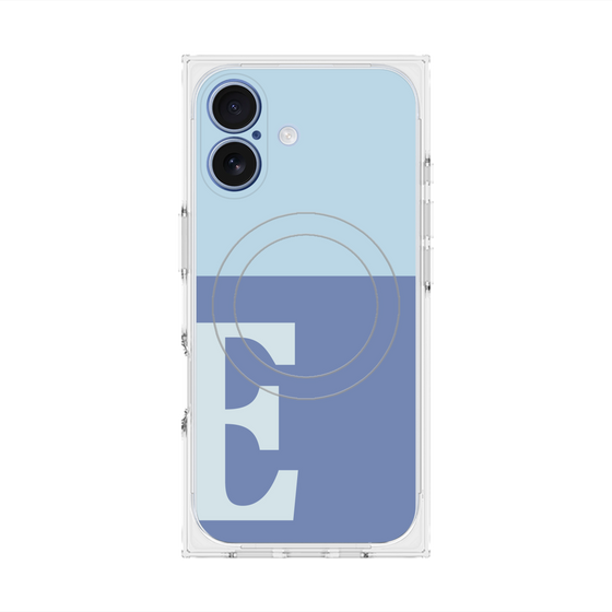 プレミアムスクエアケース with MagSafe［ オリジナル - initial two tone - E blue ］