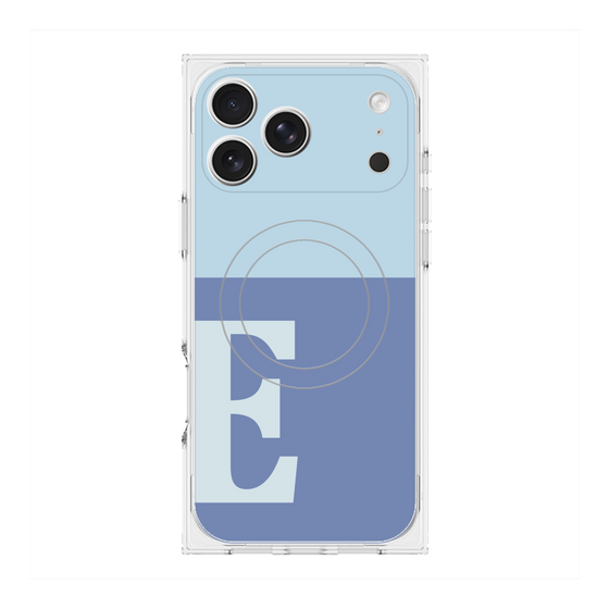 プレミアムスクエアケース with MagSafe［ オリジナル - initial two tone - E blue ］