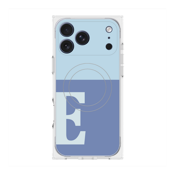 プレミアムスクエアケース with MagSafe［ オリジナル - initial two tone - E blue ］