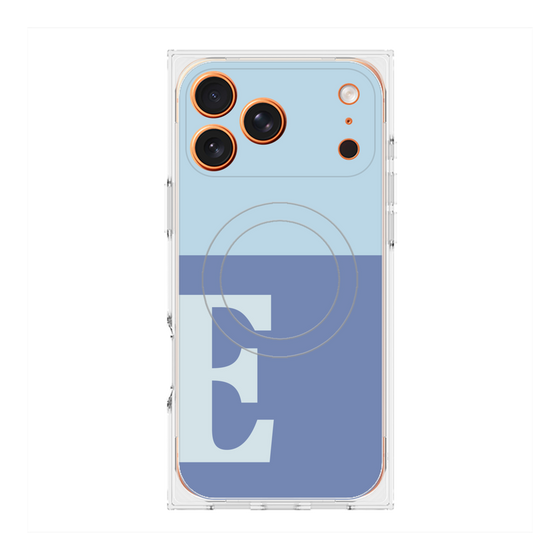プレミアムスクエアケース with MagSafe［ オリジナル - initial two tone - E blue ］