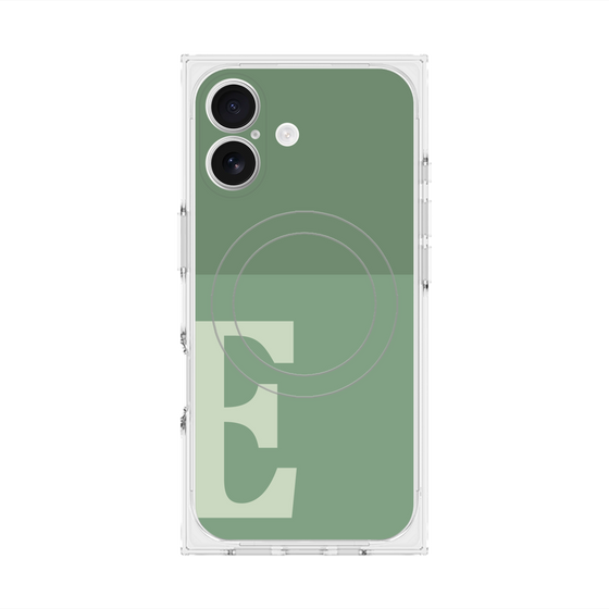 プレミアムスクエアケース with MagSafe［ オリジナル - initial two tone - E green ］