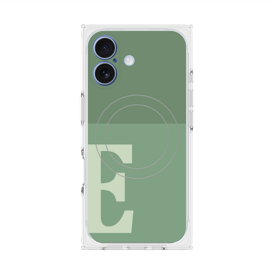 プレミアムスクエアケース with MagSafe［ オリジナル - initial two tone - E green ］