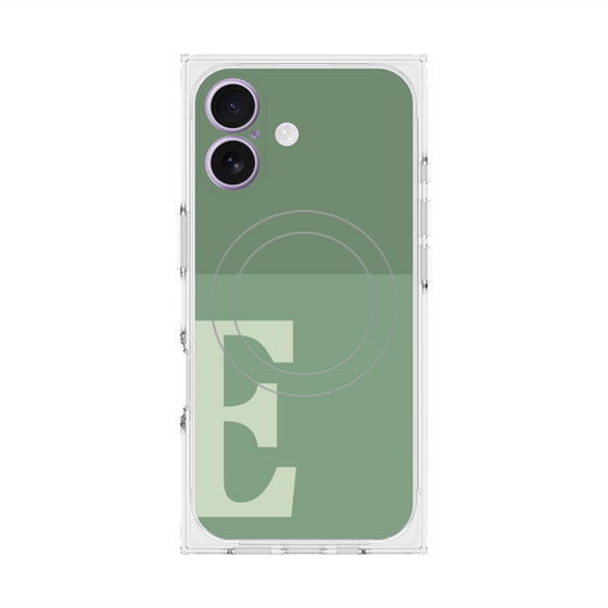 プレミアムスクエアケース with MagSafe［ オリジナル - initial two tone - E green ］