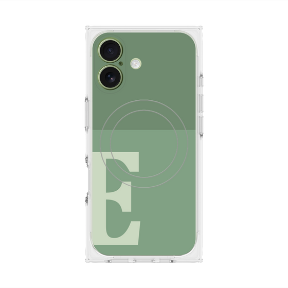 プレミアムスクエアケース with MagSafe［ オリジナル - initial two tone - E green ］