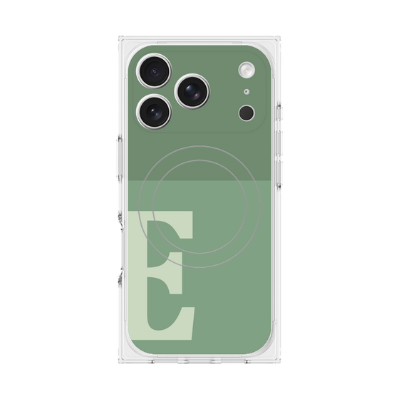 プレミアムスクエアケース with MagSafe［ オリジナル - initial two tone - E green ］