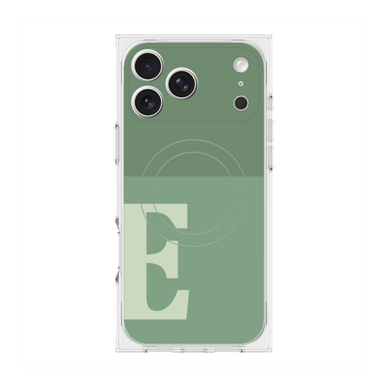 プレミアムスクエアケース with MagSafe［ オリジナル - initial two tone - E green ］