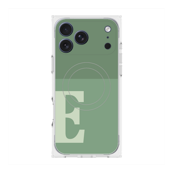 プレミアムスクエアケース with MagSafe［ オリジナル - initial two tone - E green ］