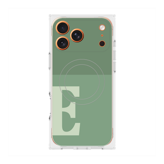 プレミアムスクエアケース with MagSafe［ オリジナル - initial two tone - E green ］