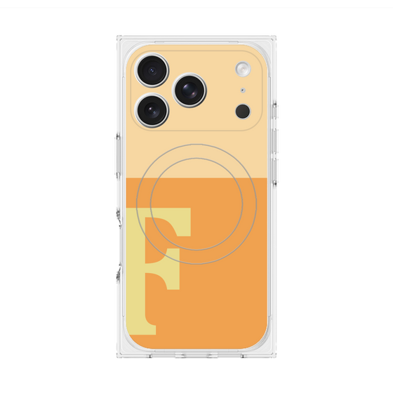 プレミアムスクエアケース with MagSafe［ オリジナル - initial two tone - F orange ］