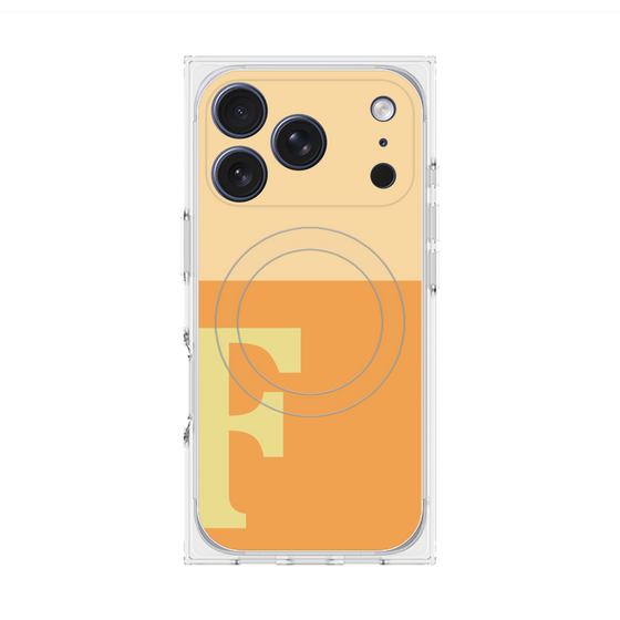 プレミアムスクエアケース with MagSafe［ オリジナル - initial two tone - F orange ］