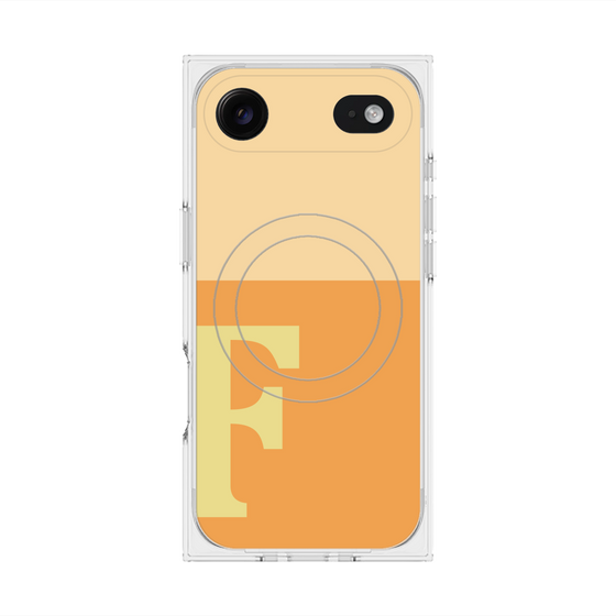 プレミアムスクエアケース with MagSafe［ オリジナル - initial two tone - F orange ］