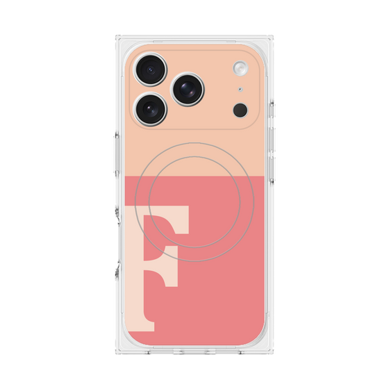 プレミアムスクエアケース with MagSafe［ オリジナル - initial two tone - F pink ］
