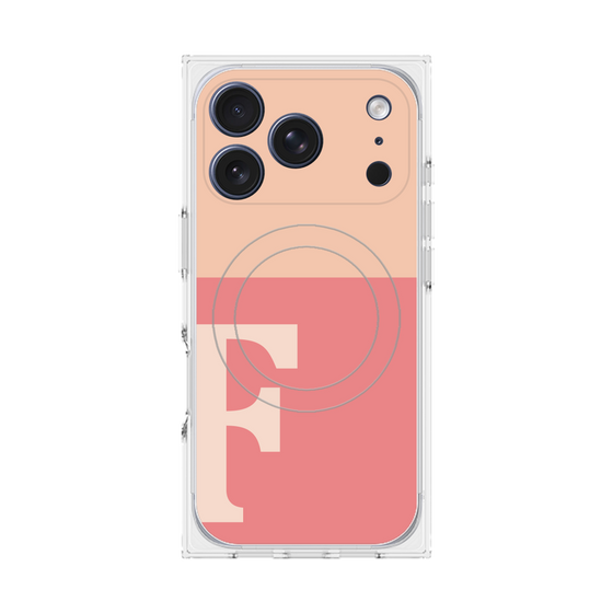 プレミアムスクエアケース with MagSafe［ オリジナル - initial two tone - F pink ］