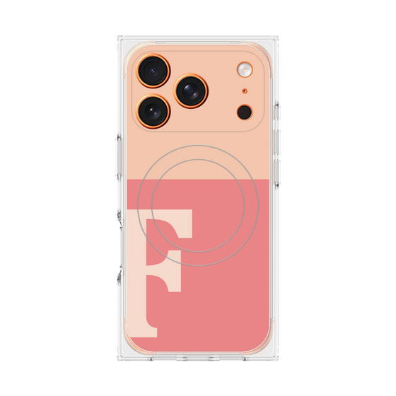 プレミアムスクエアケース with MagSafe［ オリジナル - initial two tone - F pink ］