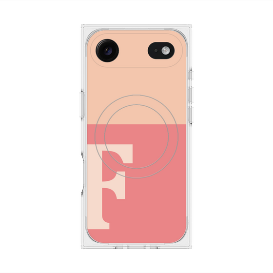 プレミアムスクエアケース with MagSafe［ オリジナル - initial two tone - F pink ］
