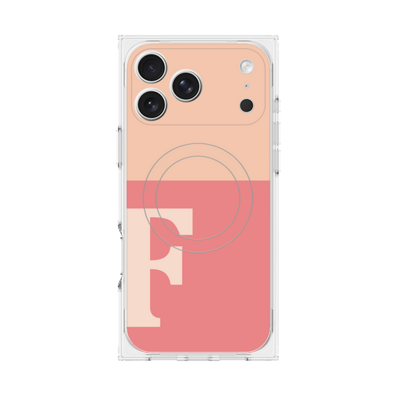 プレミアムスクエアケース with MagSafe［ オリジナル - initial two tone - F pink ］
