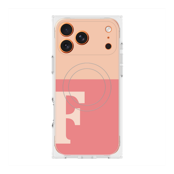 プレミアムスクエアケース with MagSafe［ オリジナル - initial two tone - F pink ］