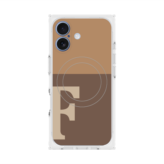 プレミアムスクエアケース with MagSafe［ オリジナル - initial two tone - F brown ］