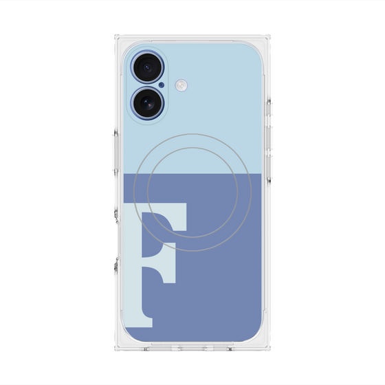 プレミアムスクエアケース with MagSafe［ オリジナル - initial two tone - F blue ］