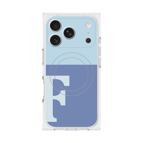 プレミアムスクエアケース with MagSafe［ オリジナル - initial two tone - F blue ］