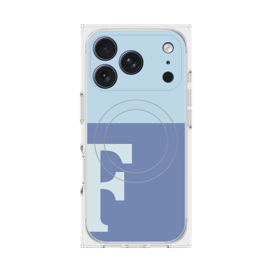 プレミアムスクエアケース with MagSafe［ オリジナル - initial two tone - F blue ］