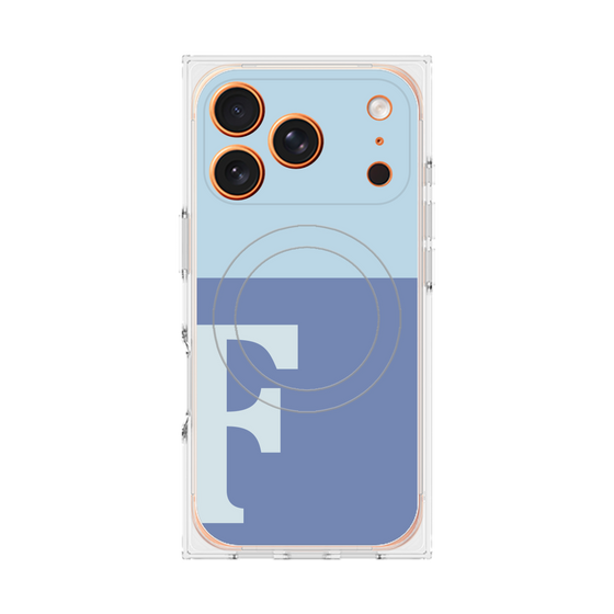 プレミアムスクエアケース with MagSafe［ オリジナル - initial two tone - F blue ］
