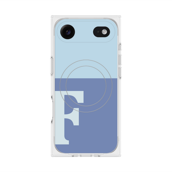 プレミアムスクエアケース with MagSafe［ オリジナル - initial two tone - F blue ］