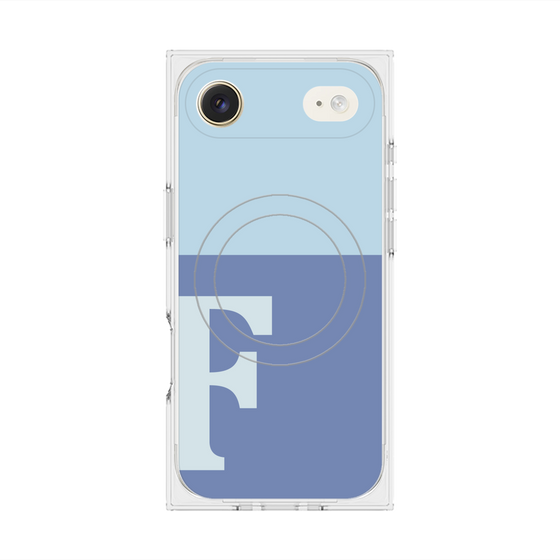 プレミアムスクエアケース with MagSafe［ オリジナル - initial two tone - F blue ］