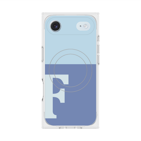 プレミアムスクエアケース with MagSafe［ オリジナル - initial two tone - F blue ］