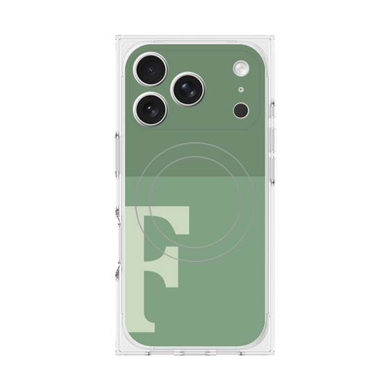 プレミアムスクエアケース with MagSafe［ オリジナル - initial two tone - F green ］